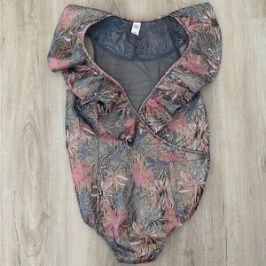 Victoria's Secret Blue and Pink Mesh Back  Bodysuit Large